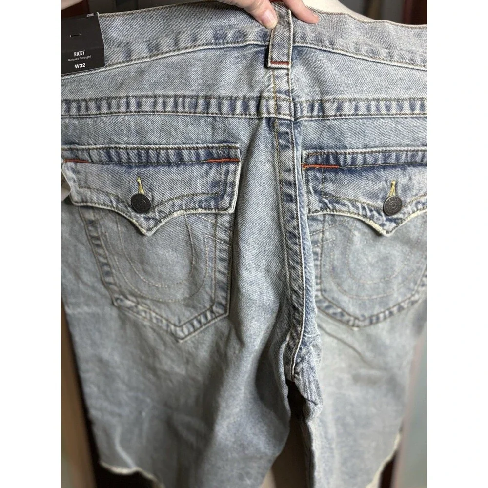 New True Religion Ricky Relaxed Straight W33 Raw Hem Shorts Retail $80